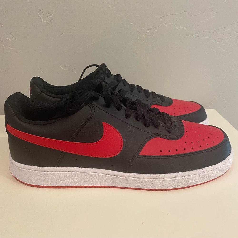 Nike Men's Court Vision Low Black and Red Sneakers